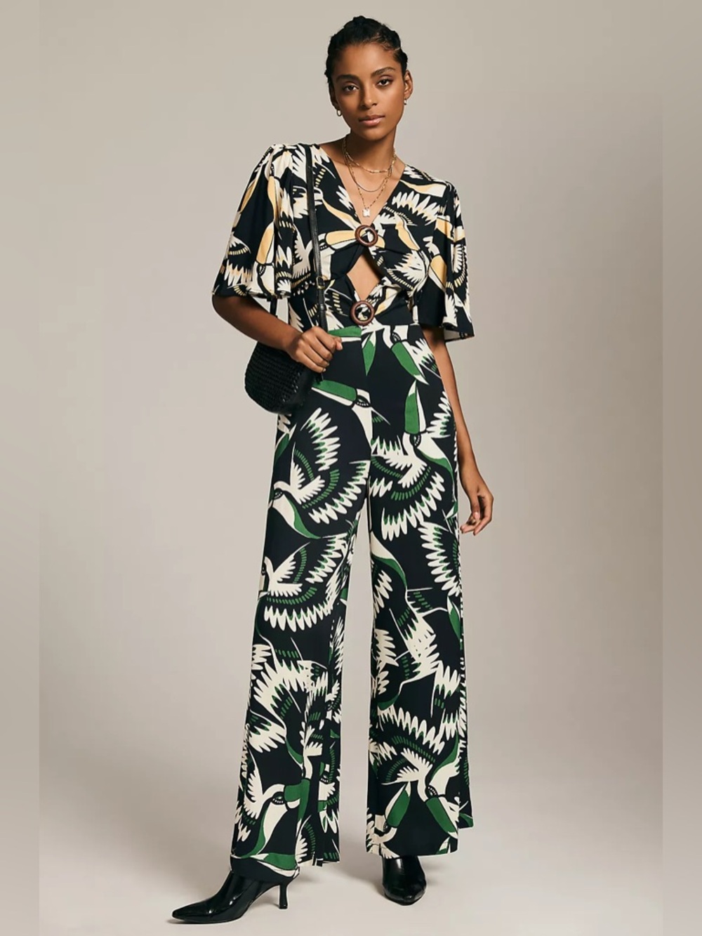 NWT Farm Rio toucan print jumpsuit small vacation resort wear